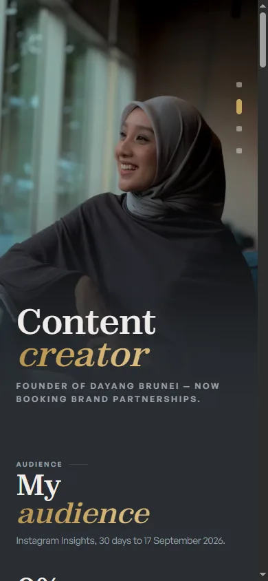 Aini Junaidi media kit website on a phone